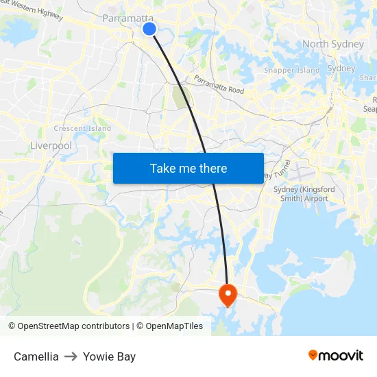Camellia to Yowie Bay map