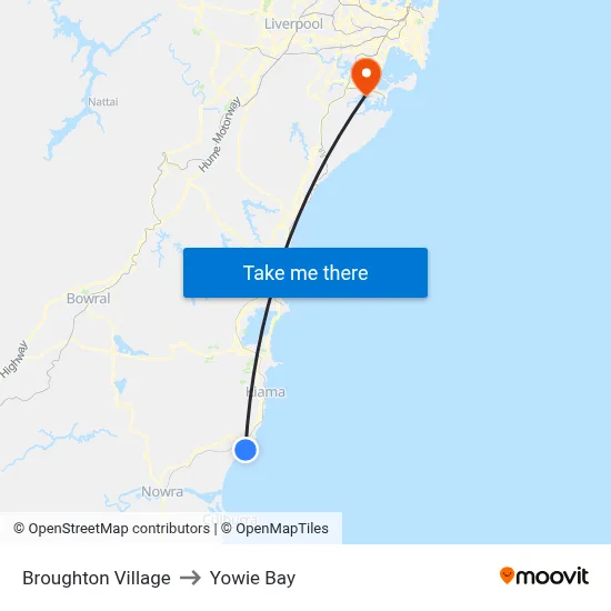 Broughton Village to Yowie Bay map