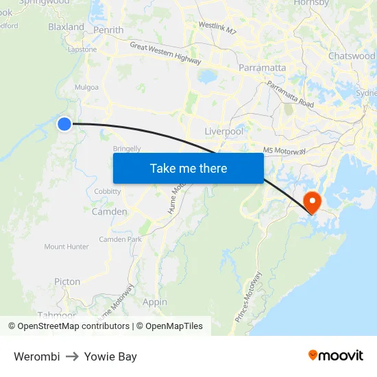Werombi to Yowie Bay map