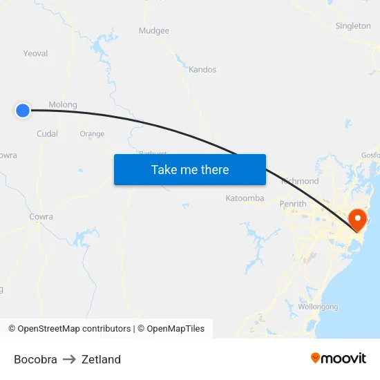 Bocobra to Zetland map