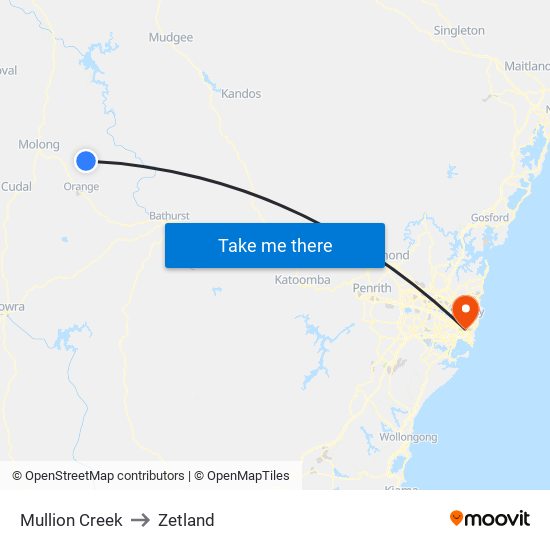 Mullion Creek to Zetland map