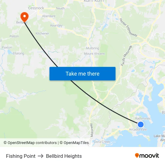 Fishing Point to Bellbird Heights map