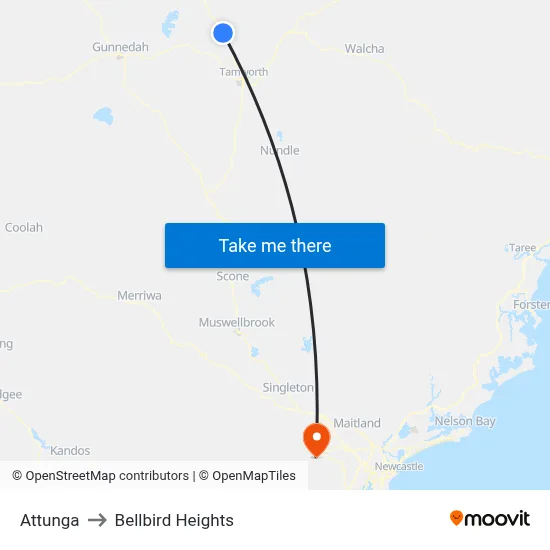 Attunga to Bellbird Heights map