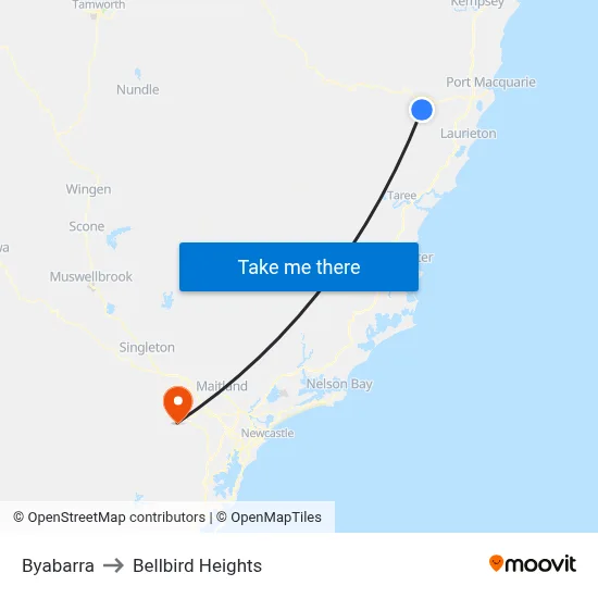 Byabarra to Bellbird Heights map