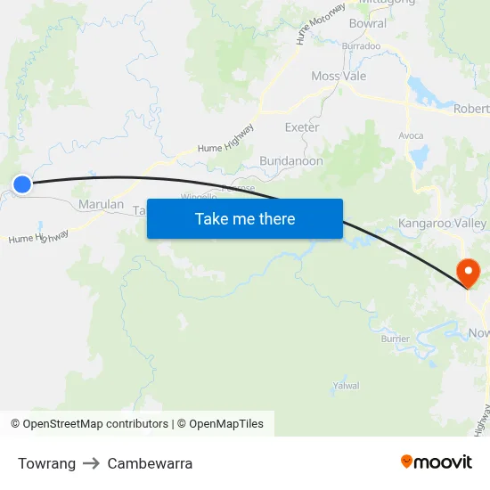 Towrang to Cambewarra map
