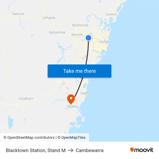 Blacktown Station, Stand M to Cambewarra map
