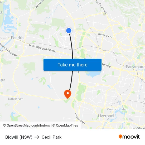Bidwill (NSW) to Cecil Park map