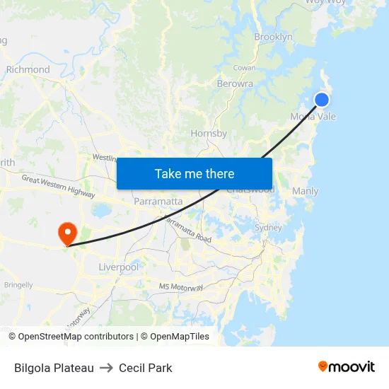 Bilgola Plateau to Cecil Park map