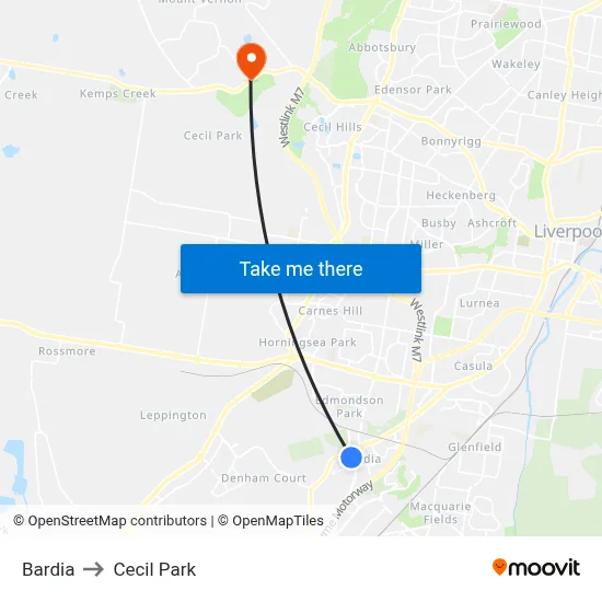 Bardia to Cecil Park map