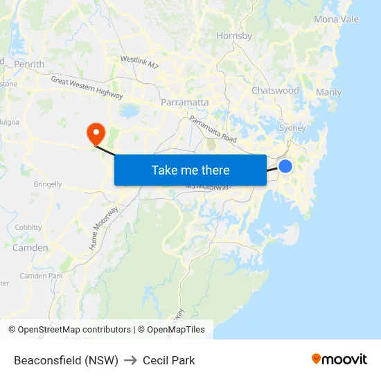 Beaconsfield (NSW) to Cecil Park map