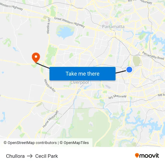 Chullora to Cecil Park map