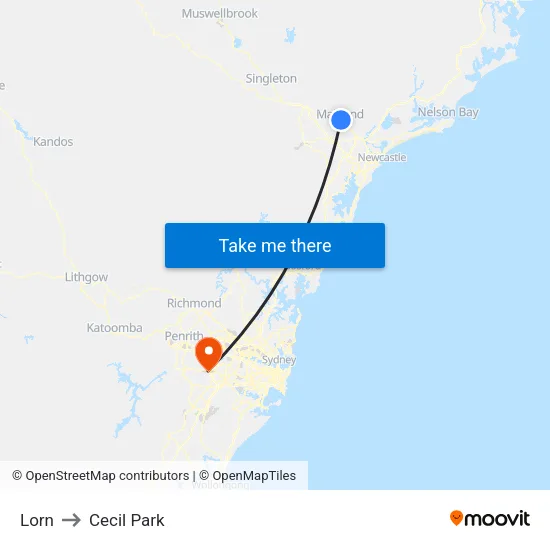 Lorn to Cecil Park map