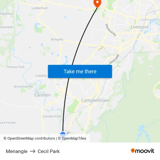 Menangle to Cecil Park map