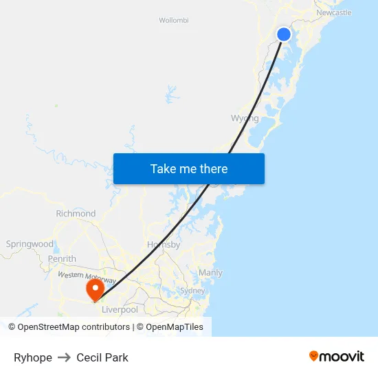 Ryhope to Cecil Park map