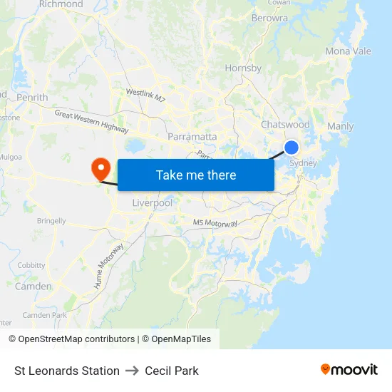 St Leonards Station to Cecil Park map