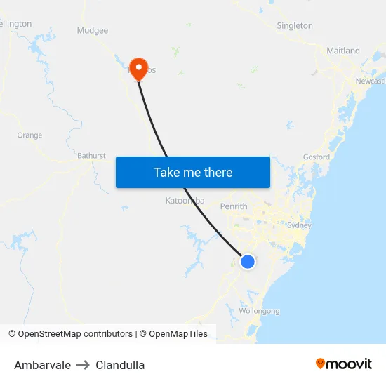 Ambarvale to Clandulla map