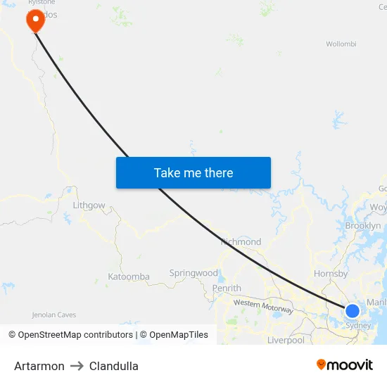 Artarmon to Clandulla map
