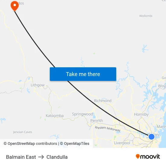 Balmain East to Clandulla map