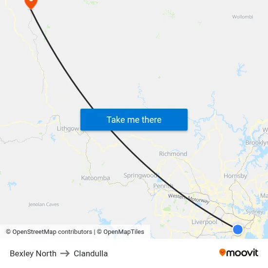 Bexley North to Clandulla map