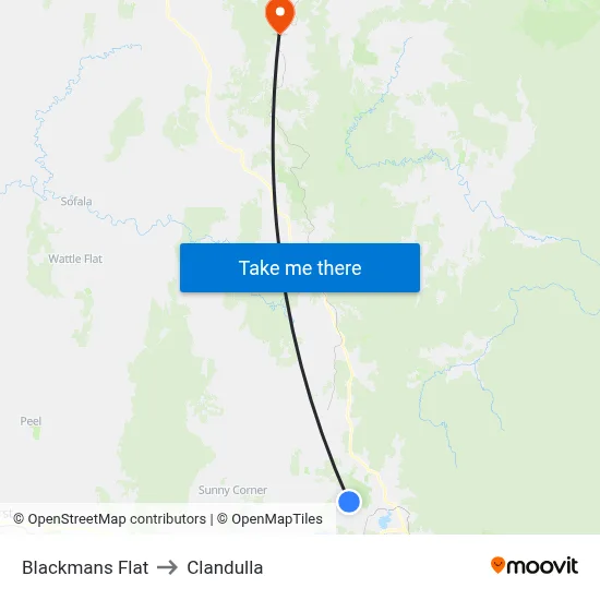 Blackmans Flat to Clandulla map