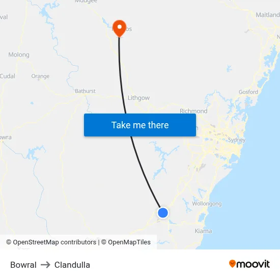 Bowral to Clandulla map