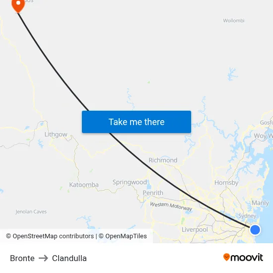 Bronte to Clandulla map