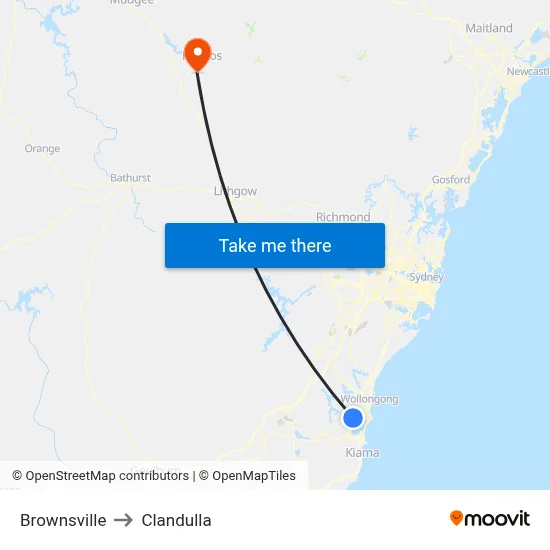 Brownsville to Clandulla map