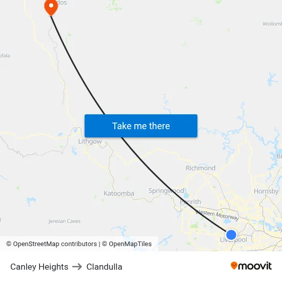Canley Heights to Clandulla map