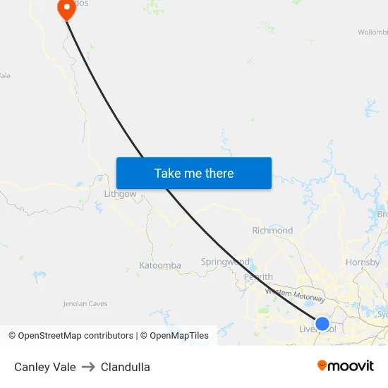 Canley Vale to Clandulla map