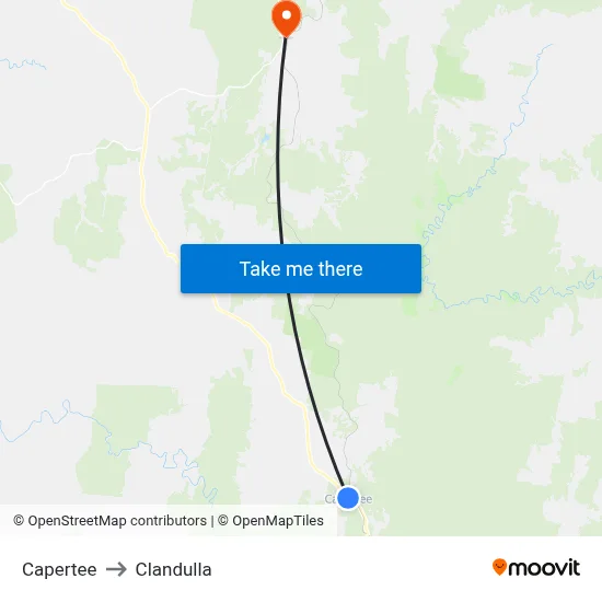 Capertee to Clandulla map