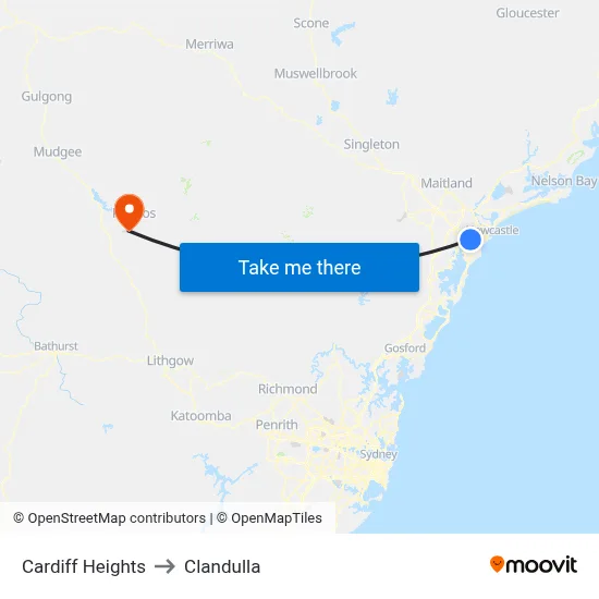 Cardiff Heights to Clandulla map
