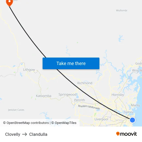 Clovelly to Clandulla map