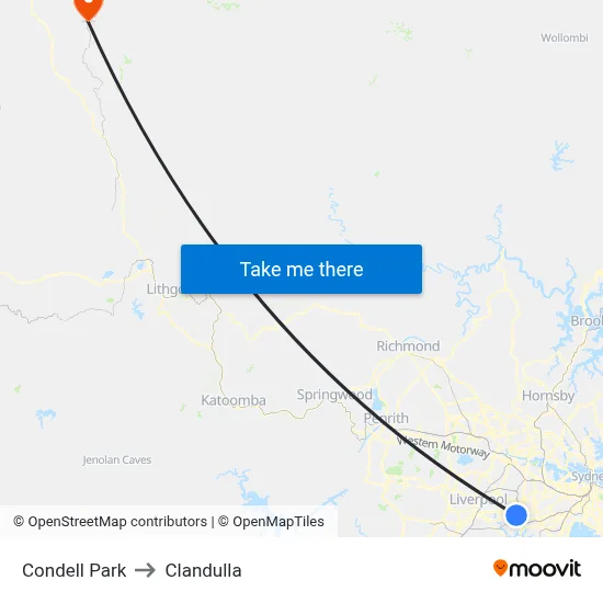 Condell Park to Clandulla map