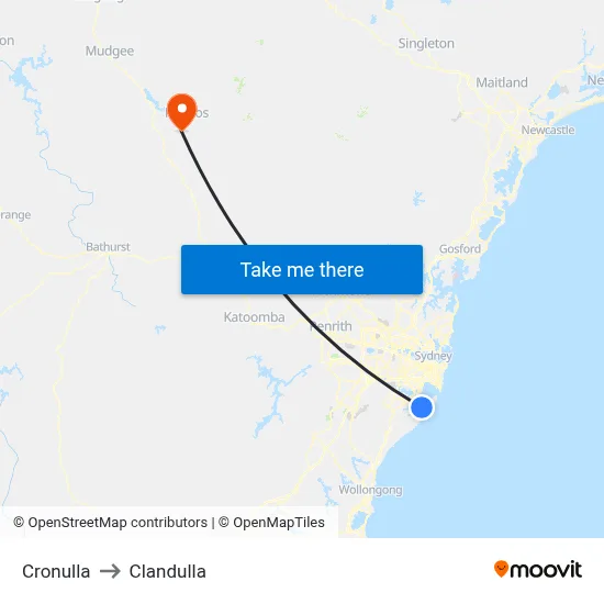 Cronulla to Clandulla map
