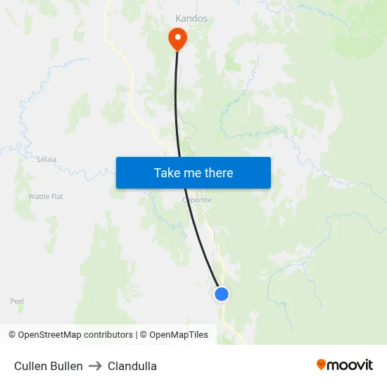 Cullen Bullen to Clandulla map