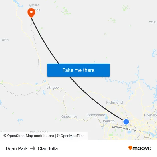 Dean Park to Clandulla map