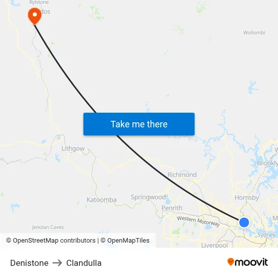 Denistone to Clandulla map