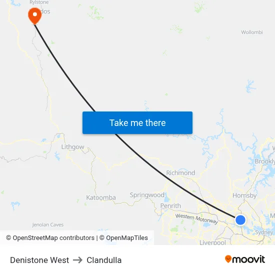 Denistone West to Clandulla map