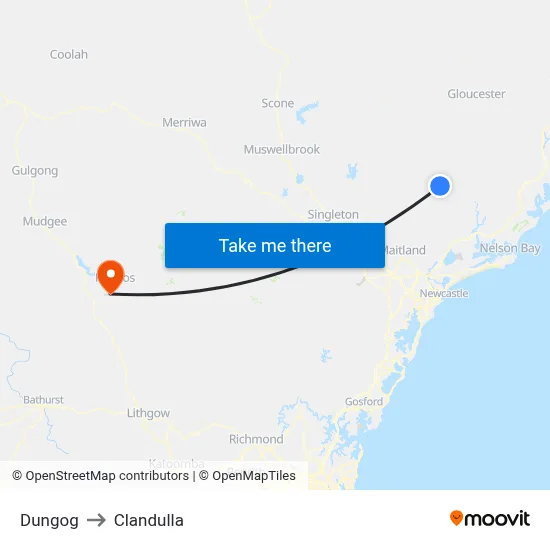 Dungog to Clandulla map