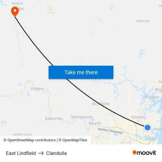 East Lindfield to Clandulla map