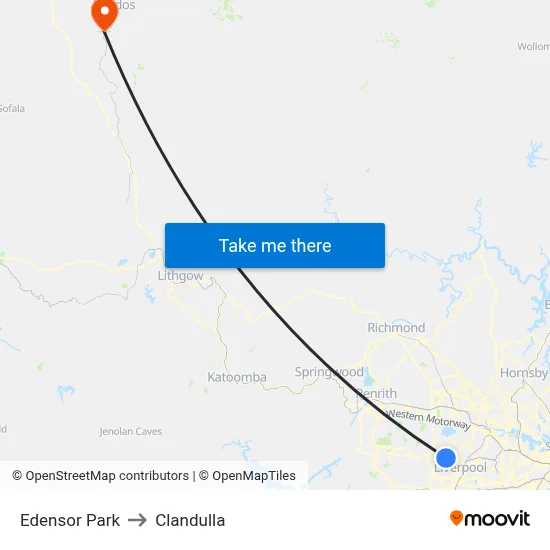 Edensor Park to Clandulla map