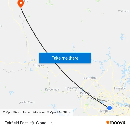 Fairfield East to Clandulla map