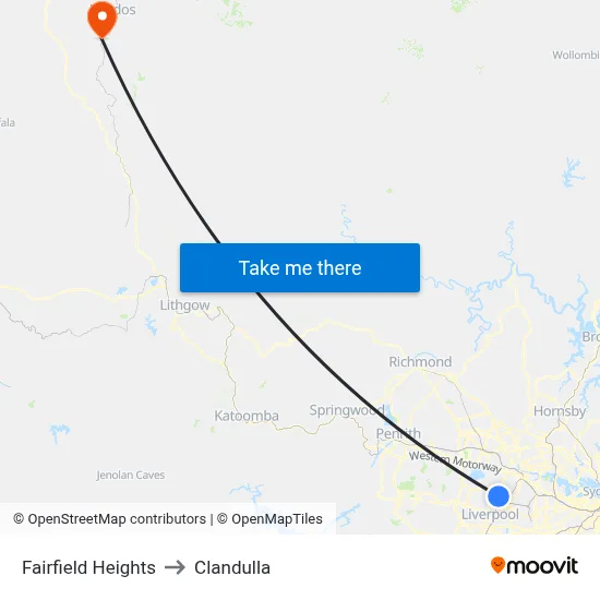 Fairfield Heights to Clandulla map