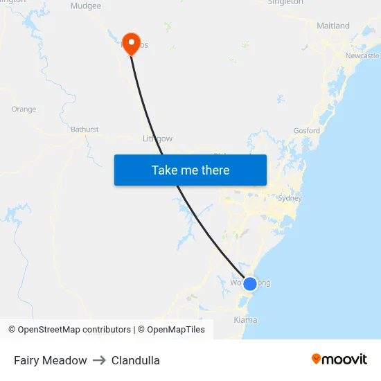 Fairy Meadow to Clandulla map