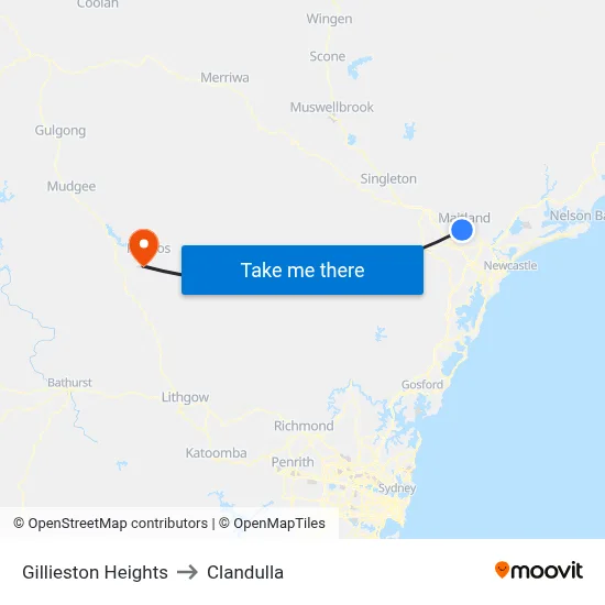 Gillieston Heights to Clandulla map