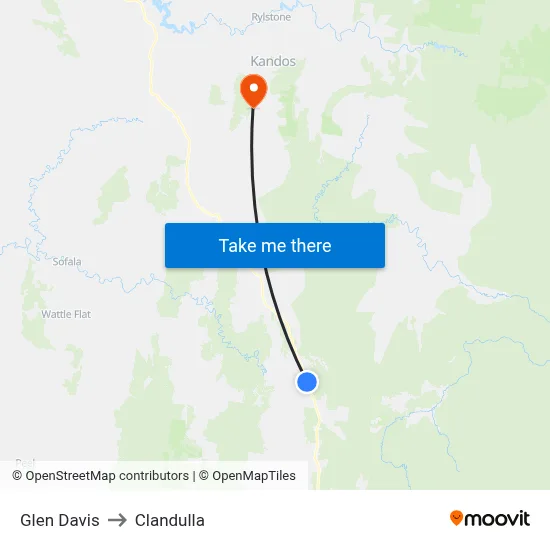 Glen Davis to Clandulla map