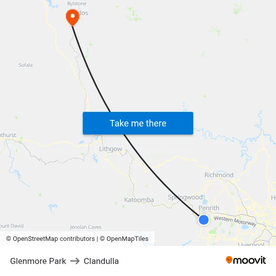Glenmore Park to Clandulla map