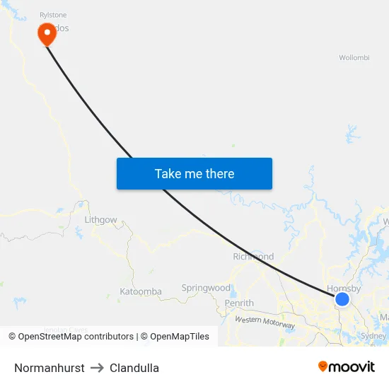 Normanhurst to Clandulla map