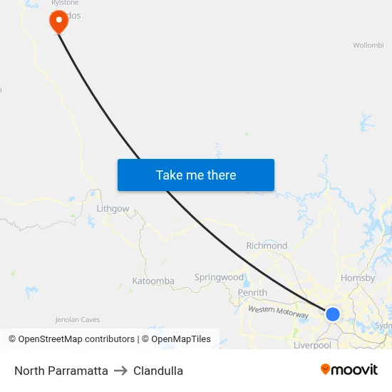 North Parramatta to Clandulla map