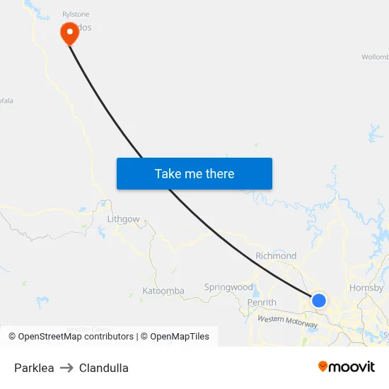 Parklea to Clandulla map